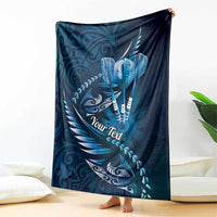 Personalised All Blue New Zealand Darts Blanket Aoteroa Fern Maori Galaxy Style