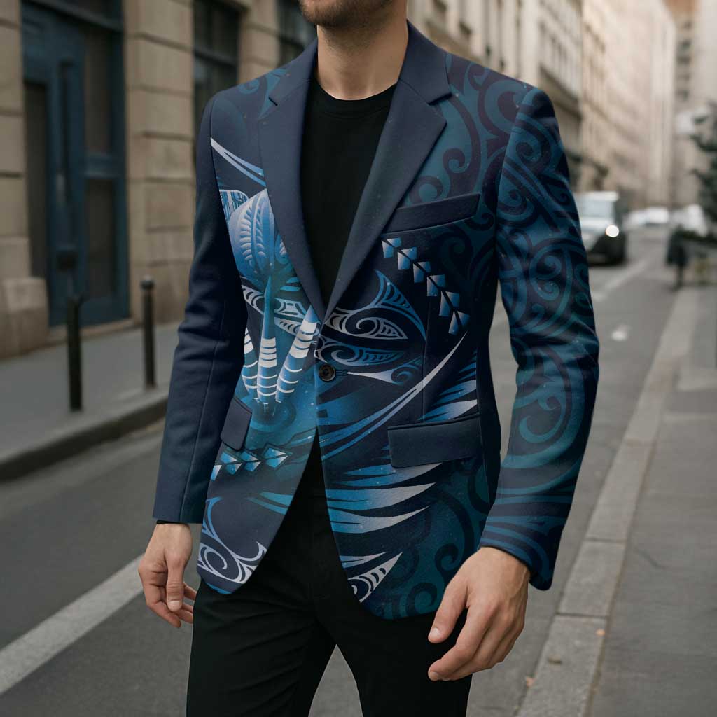 Personalised All Blue New Zealand Darts Blazer Aoteroa Fern Maori Galaxy Style - Polynesian Pride