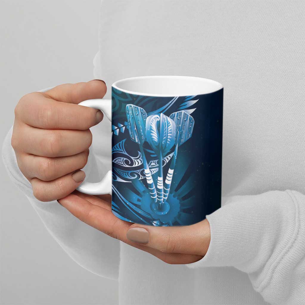 All Blue New Zealand Darts Ceramic Mug Aoteroa Fern Maori Galaxy Style - Polynesian Pride