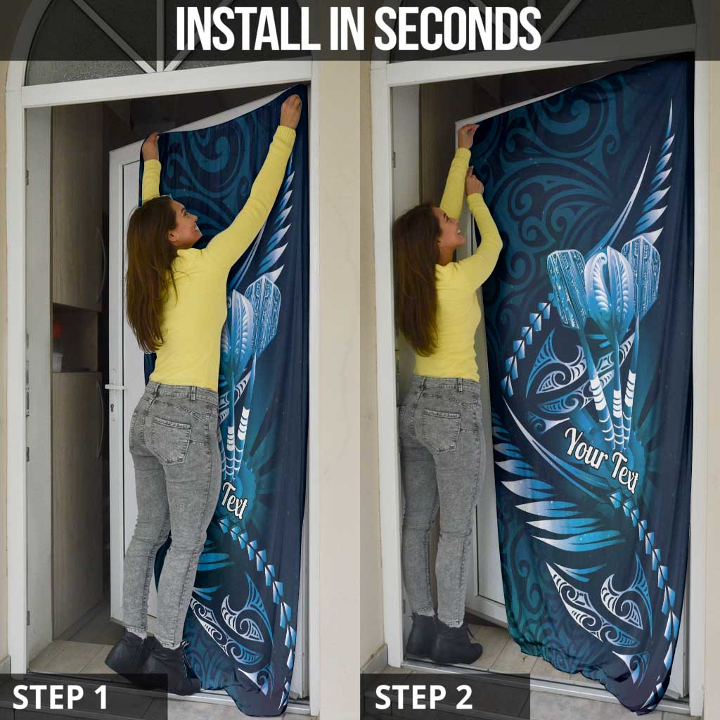 Personalised All Blue New Zealand Darts Door Cover Aoteroa Fern Maori Galaxy Style LT14 - Polynesian Pride