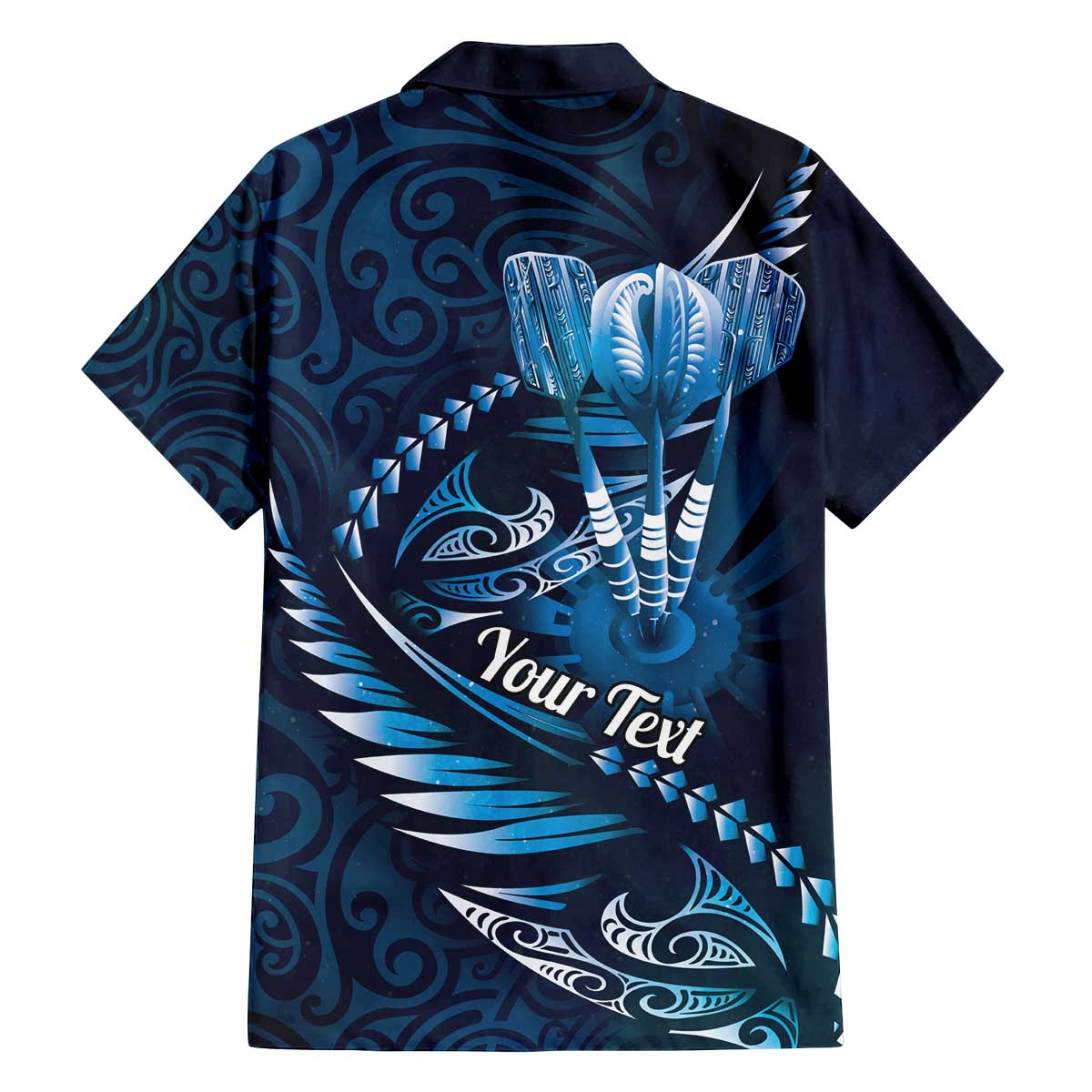 Personalised All Blue New Zealand Darts Family Matching Off The Shoulder Long Sleeve Dress and Hawaiian Shirt Aoteroa Fern Maori Galaxy Style LT14 - Polynesian Pride
