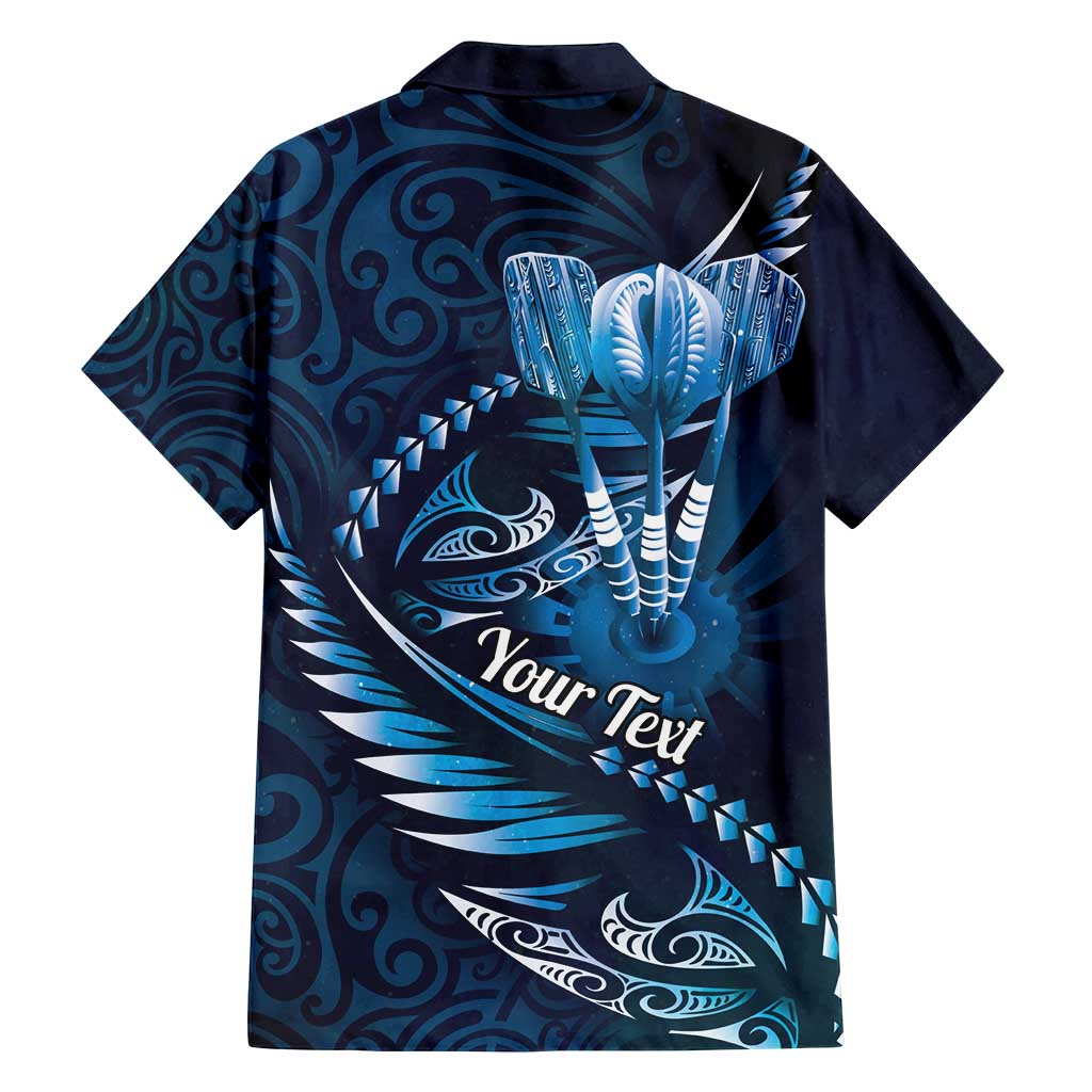 Personalised All Blue New Zealand Darts Family Matching Off Shoulder Short Dress and Hawaiian Shirt Aoteroa Fern Maori Galaxy Style LT14 - Polynesian Pride