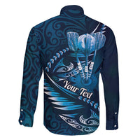 Personalised All Blue New Zealand Darts Family Matching Puletasi and Hawaiian Shirt Aoteroa Fern Maori Galaxy Style LT14 - Polynesian Pride