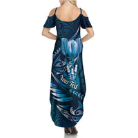 Personalised All Blue New Zealand Darts Family Matching Summer Maxi Dress and Hawaiian Shirt Aoteroa Fern Maori Galaxy Style LT14 - Polynesian Pride