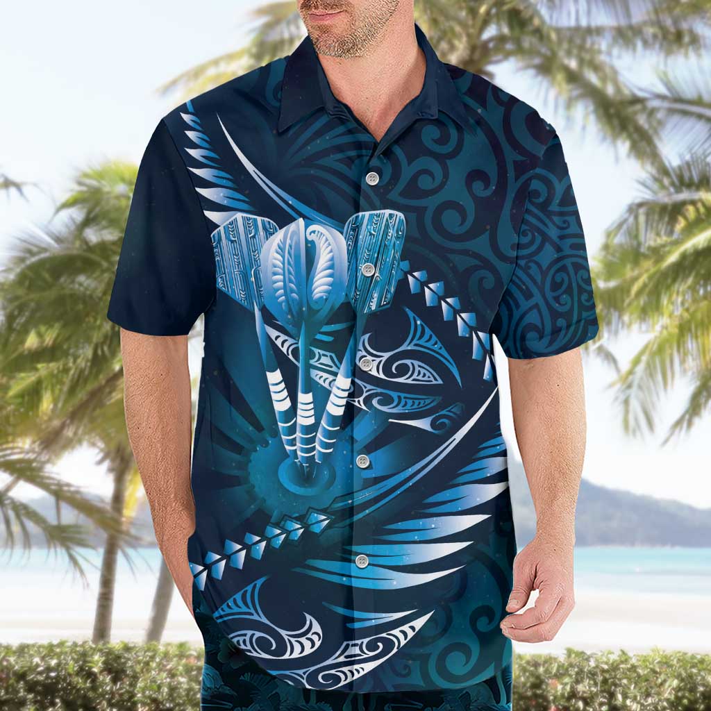 Personalised All Blue New Zealand Darts Hawaiian Shirt Aoteroa Fern Maori Galaxy Style LT14 - Polynesian Pride