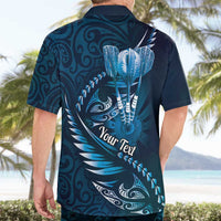 Personalised All Blue New Zealand Darts Hawaiian Shirt Aoteroa Fern Maori Galaxy Style LT14 - Polynesian Pride