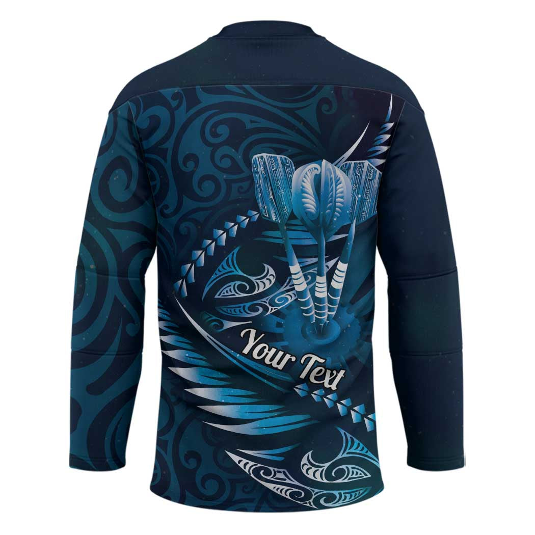 Personalised All Blue New Zealand Darts Hockey Jersey Aoteroa Fern Maori Galaxy Style LT14 - Polynesian Pride