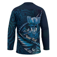 Personalised All Blue New Zealand Darts Hockey Jersey Aoteroa Fern Maori Galaxy Style LT14 - Polynesian Pride