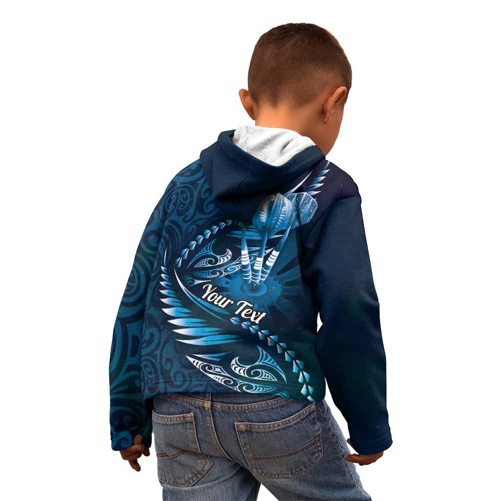 Personalised All Blue New Zealand Darts Kid Hoodie Aoteroa Fern Maori Galaxy Style LT14 - Polynesian Pride