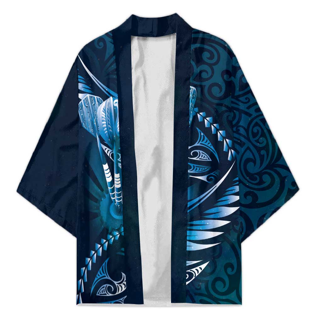 Personalised All Blue New Zealand Darts Kimono Aoteroa Fern Maori Galaxy Style - Polynesian Pride