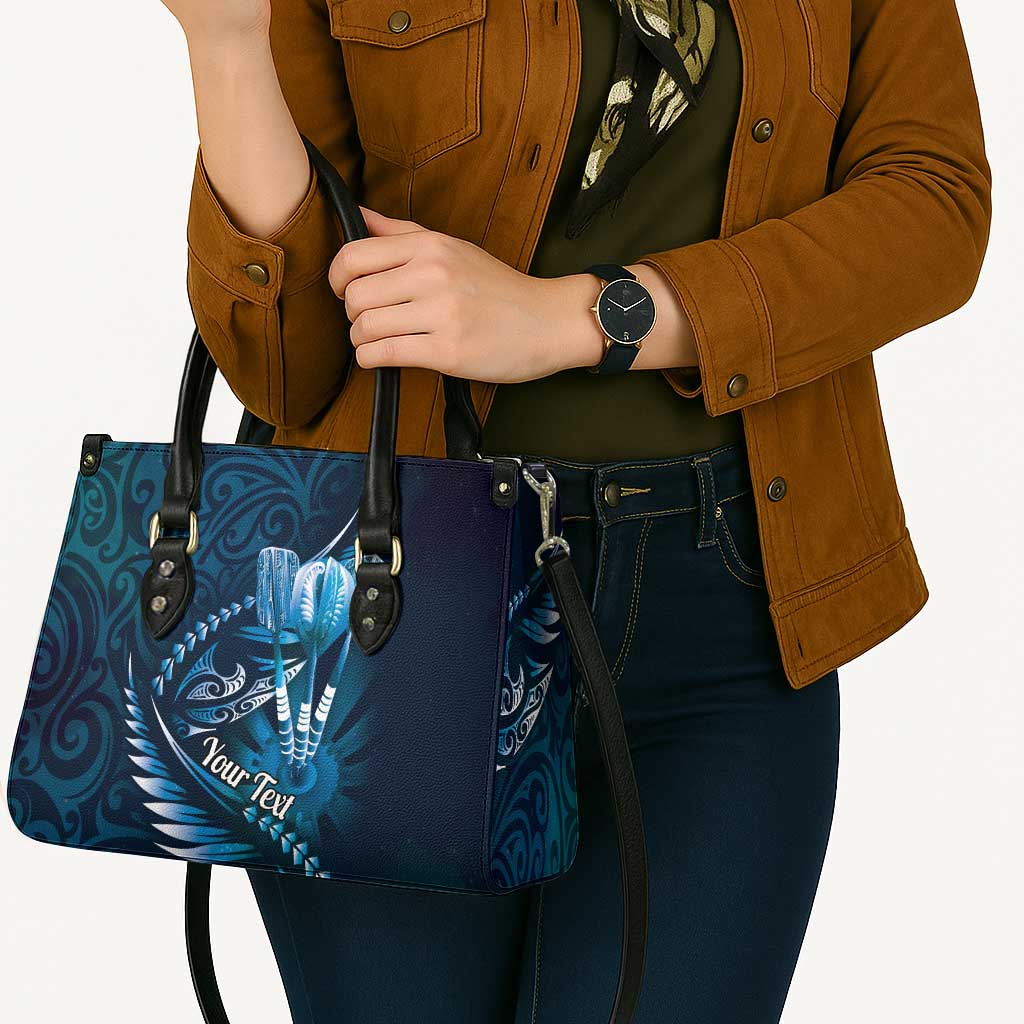 Personalised All Blue New Zealand Darts Leather Bag Aoteroa Fern Maori Galaxy Style - Polynesian Pride