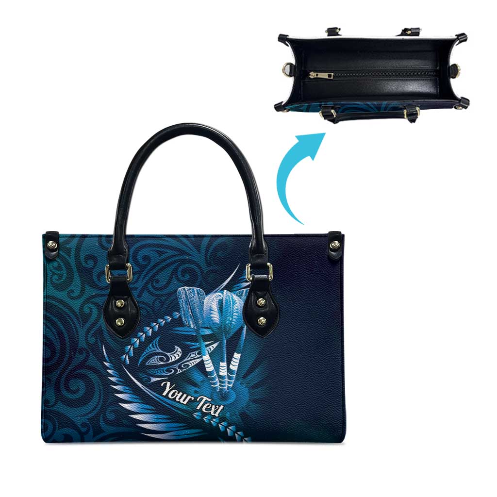 Personalised All Blue New Zealand Darts Leather Bag Aoteroa Fern Maori Galaxy Style - Polynesian Pride