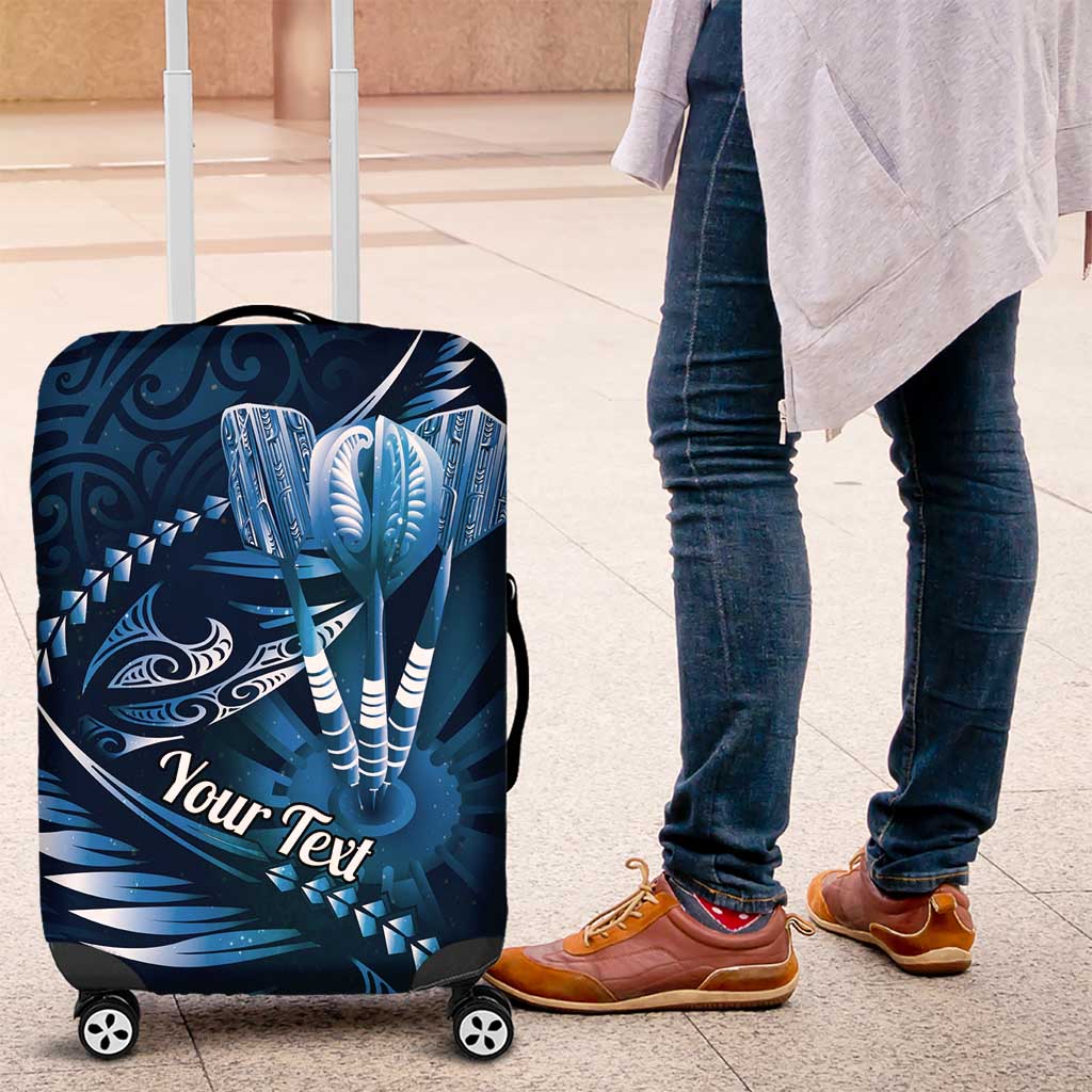 Personalised All Blue New Zealand Darts Luggage Cover Aoteroa Fern Maori Galaxy Style LT14 Blue - Polynesian Pride