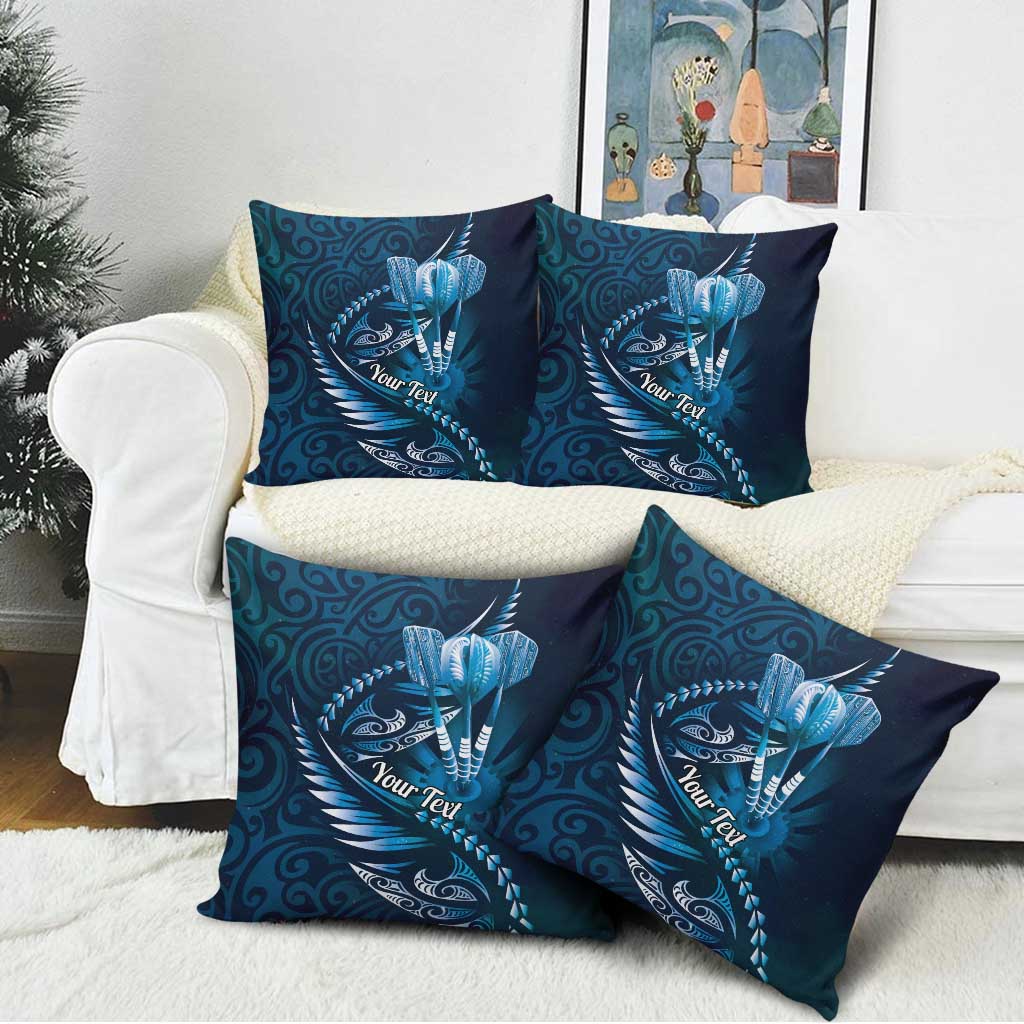 Personalised All Blue New Zealand Darts Pillow Cover Aoteroa Fern Maori Galaxy Style - Polynesian Pride