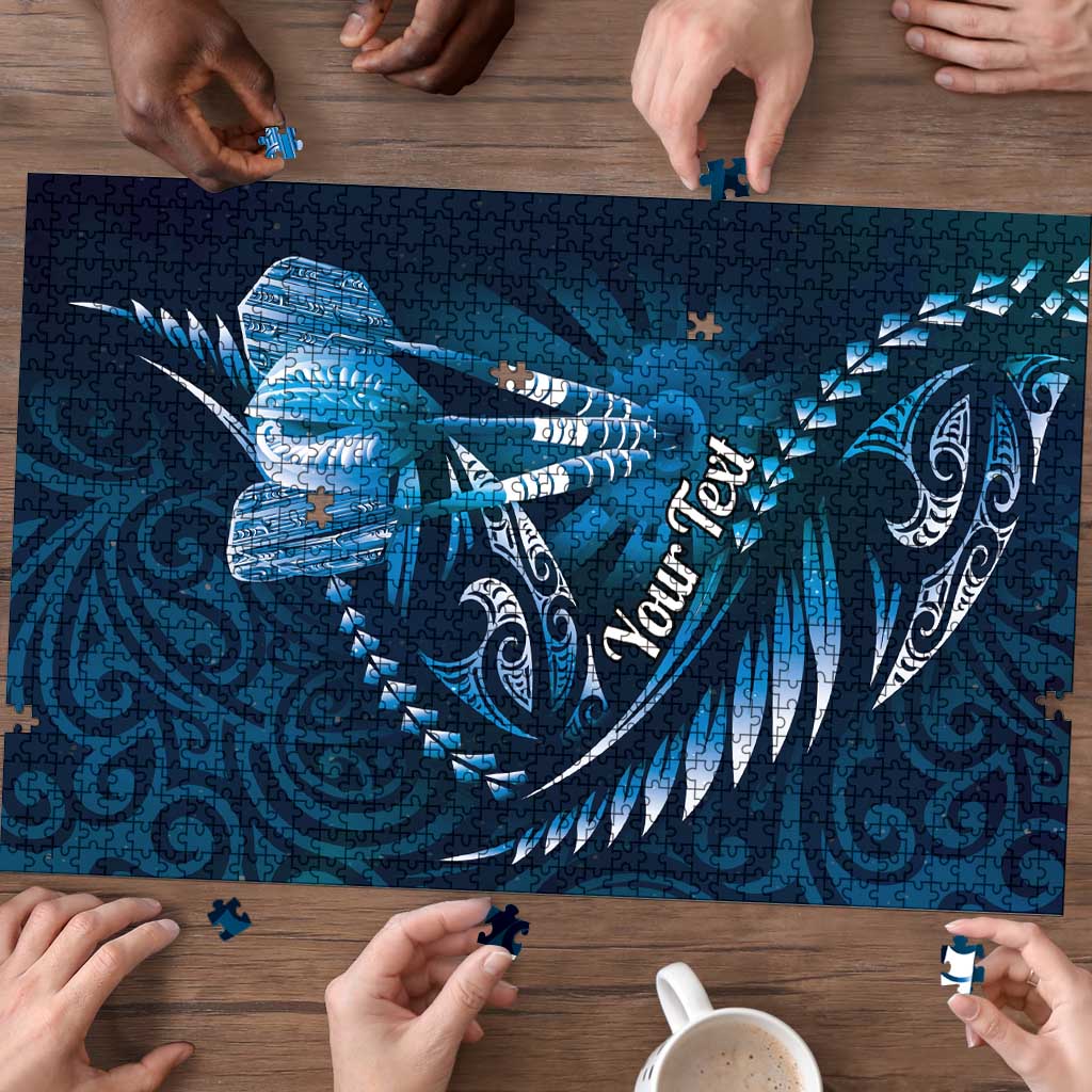 Personalised All Blue New Zealand Darts Puzzle Aoteroa Fern Maori Galaxy Style LT14 - Polynesian Pride