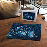 Personalised All Blue New Zealand Darts Puzzle Aoteroa Fern Maori Galaxy Style LT14 - Polynesian Pride