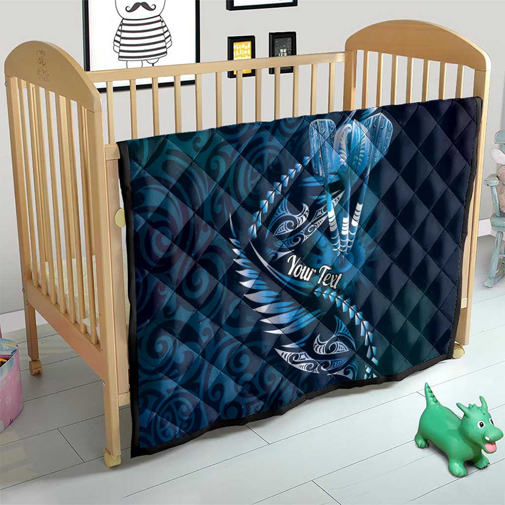Personalised All Blue New Zealand Darts Quilt Aoteroa Fern Maori Galaxy Style