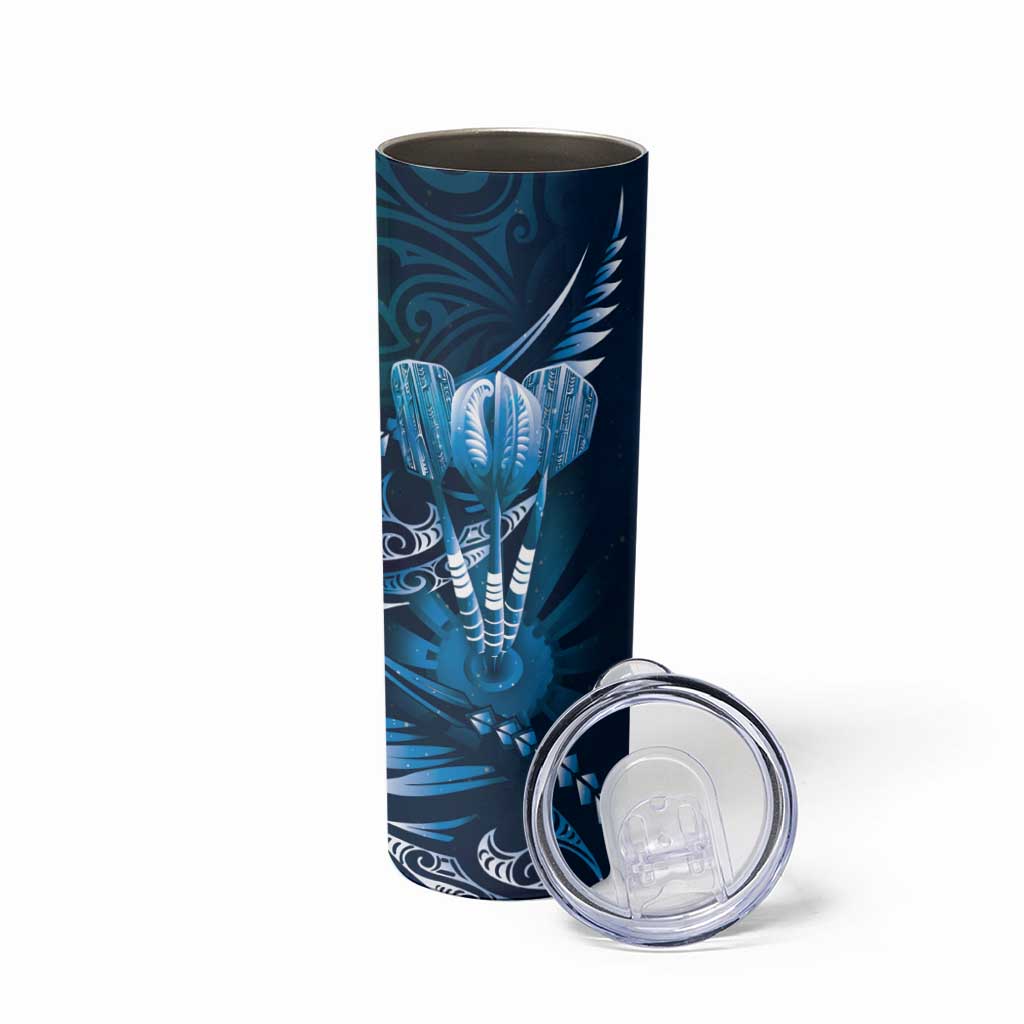 All Blue New Zealand Darts Skinny Tumbler Aoteroa Fern Maori Galaxy Style LT14 - Polynesian Pride