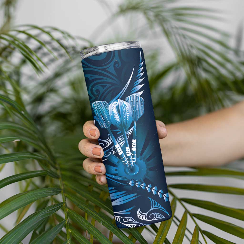 All Blue New Zealand Darts Skinny Tumbler Aoteroa Fern Maori Galaxy Style LT14 - Polynesian Pride