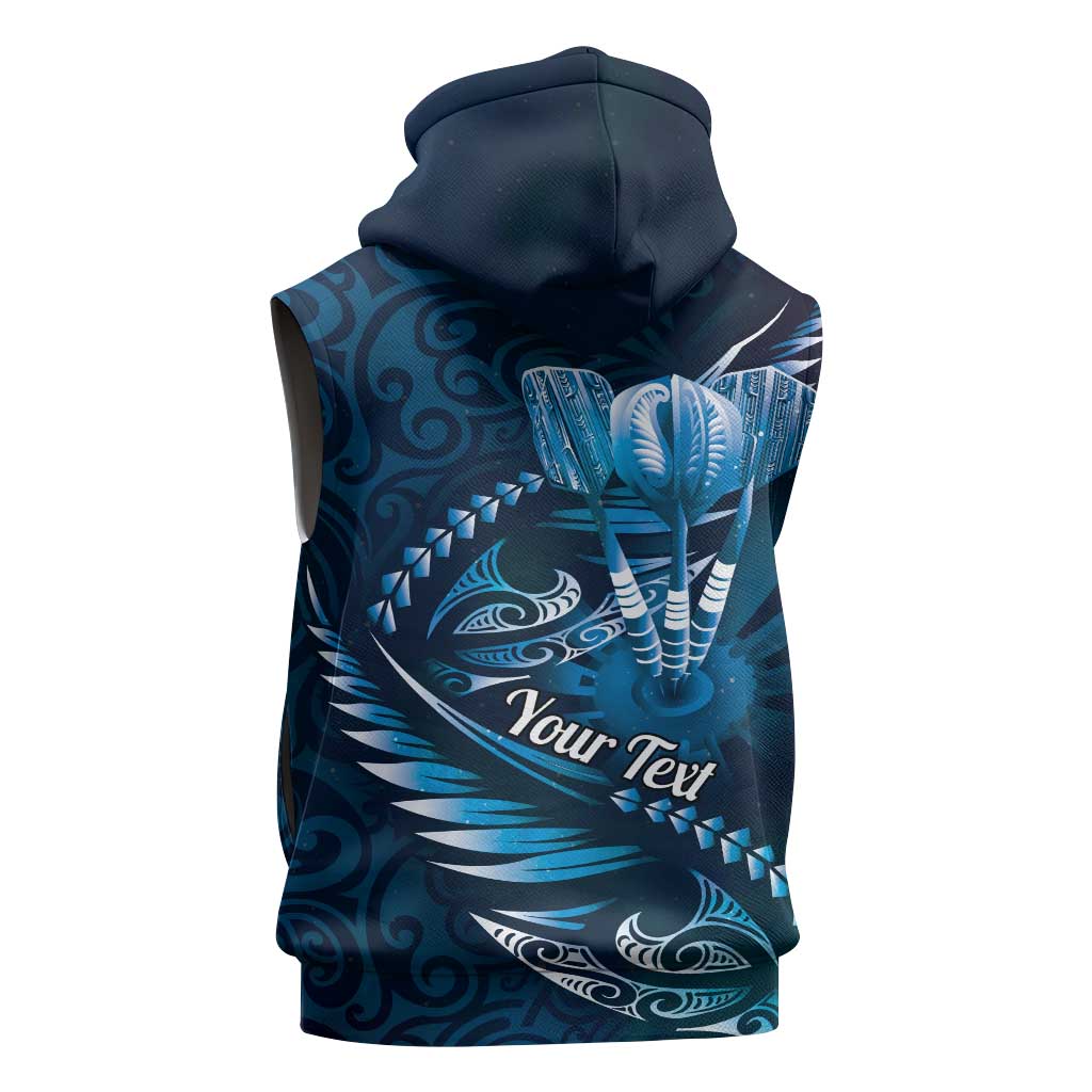 Personalised All Blue New Zealand Darts Sleeveless Zip Hoodie Aoteroa Fern Maori Galaxy Style LT14 - Polynesian Pride