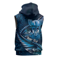 Personalised All Blue New Zealand Darts Sleeveless Zip Hoodie Aoteroa Fern Maori Galaxy Style LT14 - Polynesian Pride