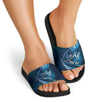Personalised All Blue New Zealand Darts Slide Sandals Aoteroa Fern Maori Galaxy Style - Polynesian Pride
