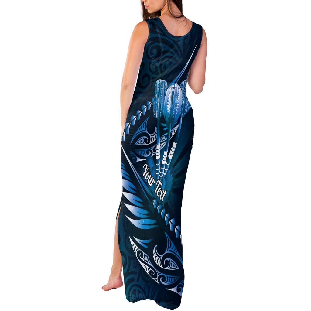Personalised All Blue New Zealand Darts Tank Maxi Dress Aoteroa Fern Maori Galaxy Style LT14 - Polynesian Pride