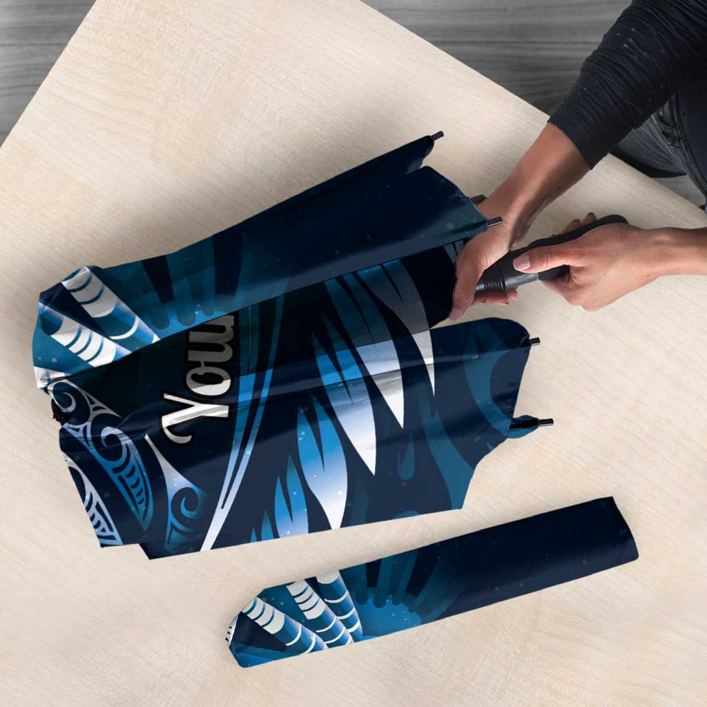 Personalised All Blue New Zealand Darts Umbrella Aoteroa Fern Maori Galaxy Style - Polynesian Pride