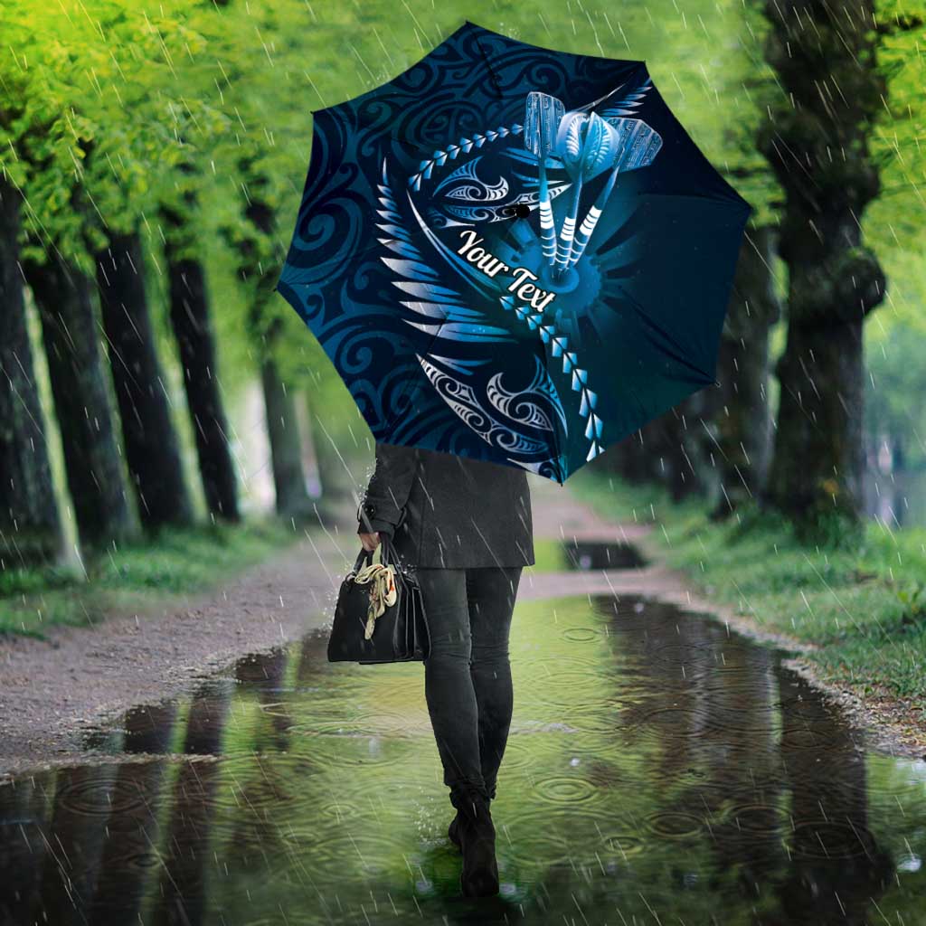 Personalised All Blue New Zealand Darts Umbrella Aoteroa Fern Maori Galaxy Style - Polynesian Pride
