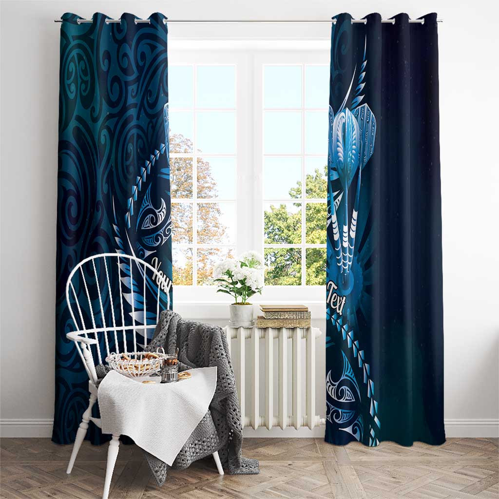 Personalised All Blue New Zealand Darts Window Curtain Aoteroa Fern Maori Galaxy Style