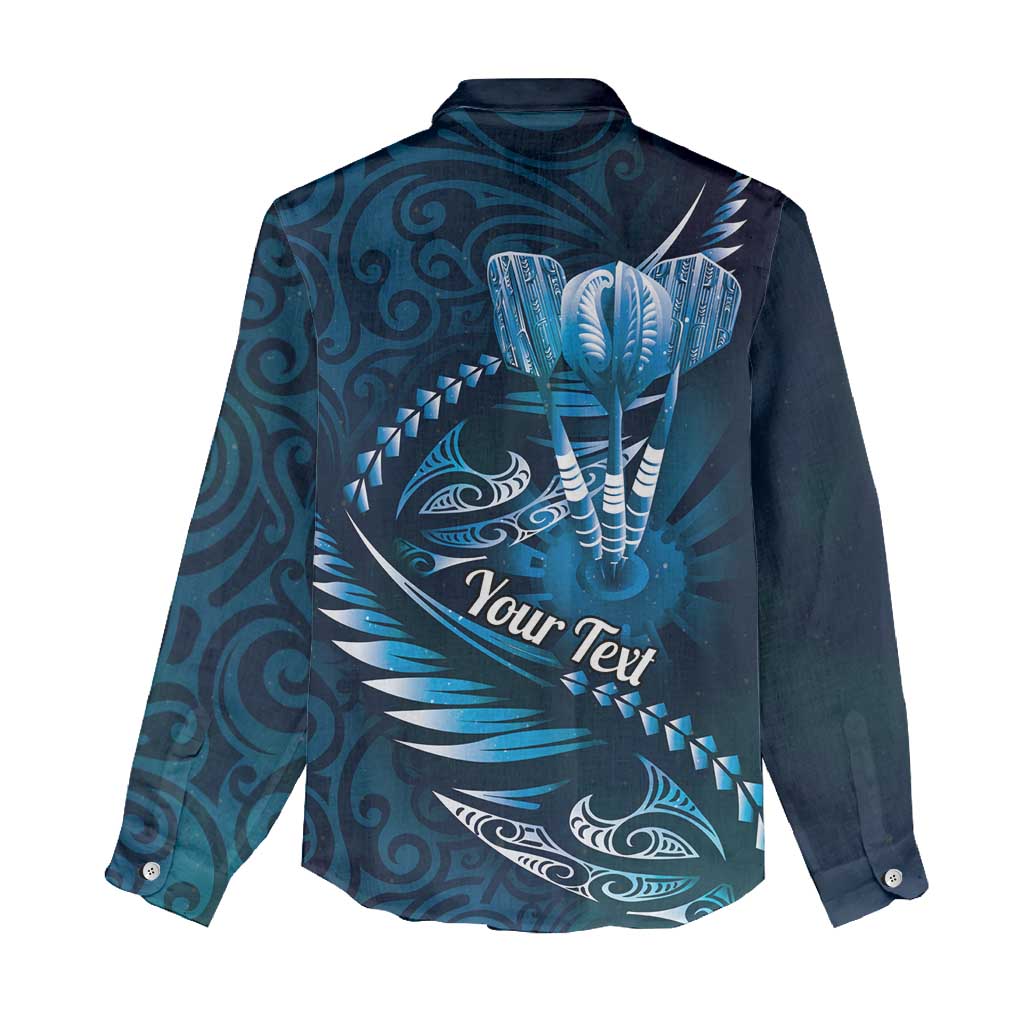 Personalised All Blue New Zealand Darts Women Casual Shirt Aoteroa Fern Maori Galaxy Style LT14 - Polynesian Pride