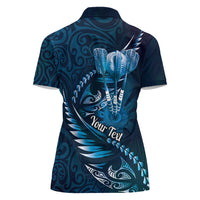 Personalised All Blue New Zealand Darts Women Polo Shirt Aoteroa Fern Maori Galaxy Style