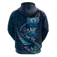 Personalised All Blue New Zealand Darts Zip Hoodie Aoteroa Fern Maori Galaxy Style LT14 - Polynesian Pride
