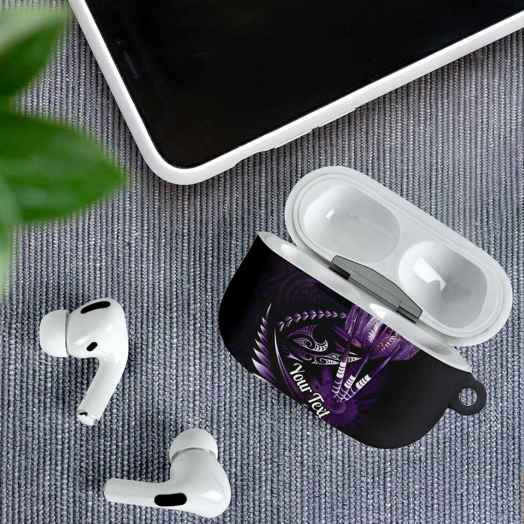 Personalised All Purple New Zealand Darts AirPods Case Aoteroa Fern Maori Galaxy Style LT14 - Polynesian Pride
