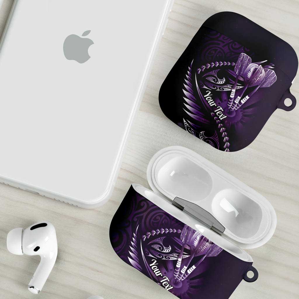 Personalised All Purple New Zealand Darts AirPods Case Aoteroa Fern Maori Galaxy Style LT14 - Polynesian Pride