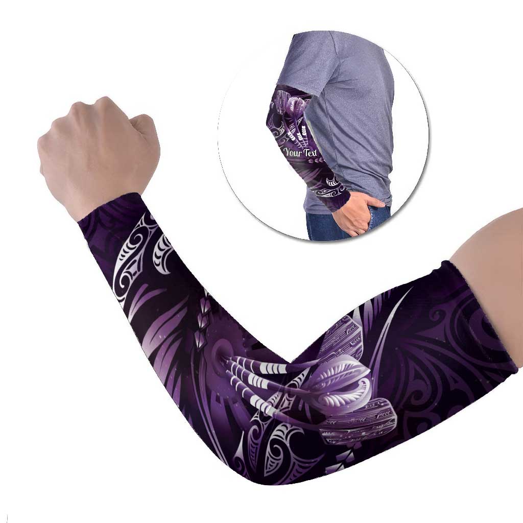 Personalised All Purple New Zealand Darts Arm Sleeves Aoteroa Fern Maori Galaxy Style - Polynesian Pride