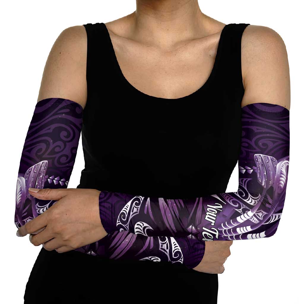 Personalised All Purple New Zealand Darts Arm Sleeves Aoteroa Fern Maori Galaxy Style LT14 - Polynesian Pride