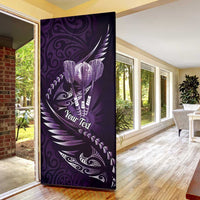 Personalised All Purple New Zealand Darts Door Cover Aoteroa Fern Maori Galaxy Style LT14 - Polynesian Pride
