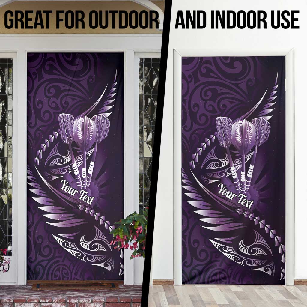 Personalised All Purple New Zealand Darts Door Cover Aoteroa Fern Maori Galaxy Style LT14 - Polynesian Pride
