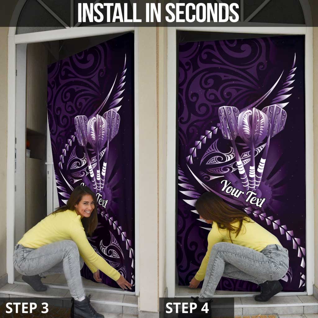 Personalised All Purple New Zealand Darts Door Cover Aoteroa Fern Maori Galaxy Style LT14 - Polynesian Pride