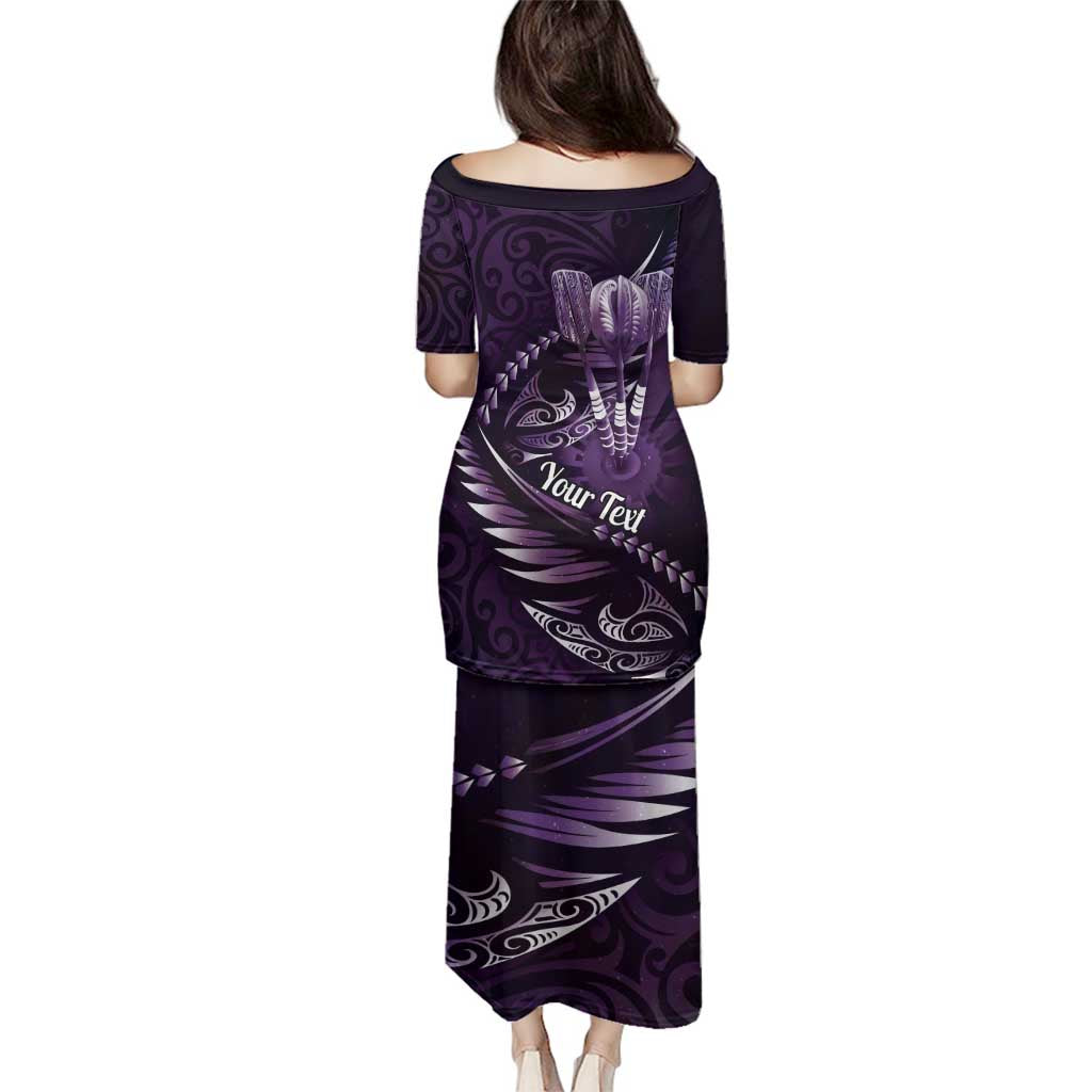 Personalised All Purple New Zealand Darts Family Matching Puletasi and Hawaiian Shirt Aoteroa Fern Maori Galaxy Style LT14 - Polynesian Pride