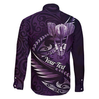 Personalised All Purple New Zealand Darts Family Matching Short Sleeve Bodycon Dress and Hawaiian Shirt Aoteroa Fern Maori Galaxy Style LT14 - Polynesian Pride