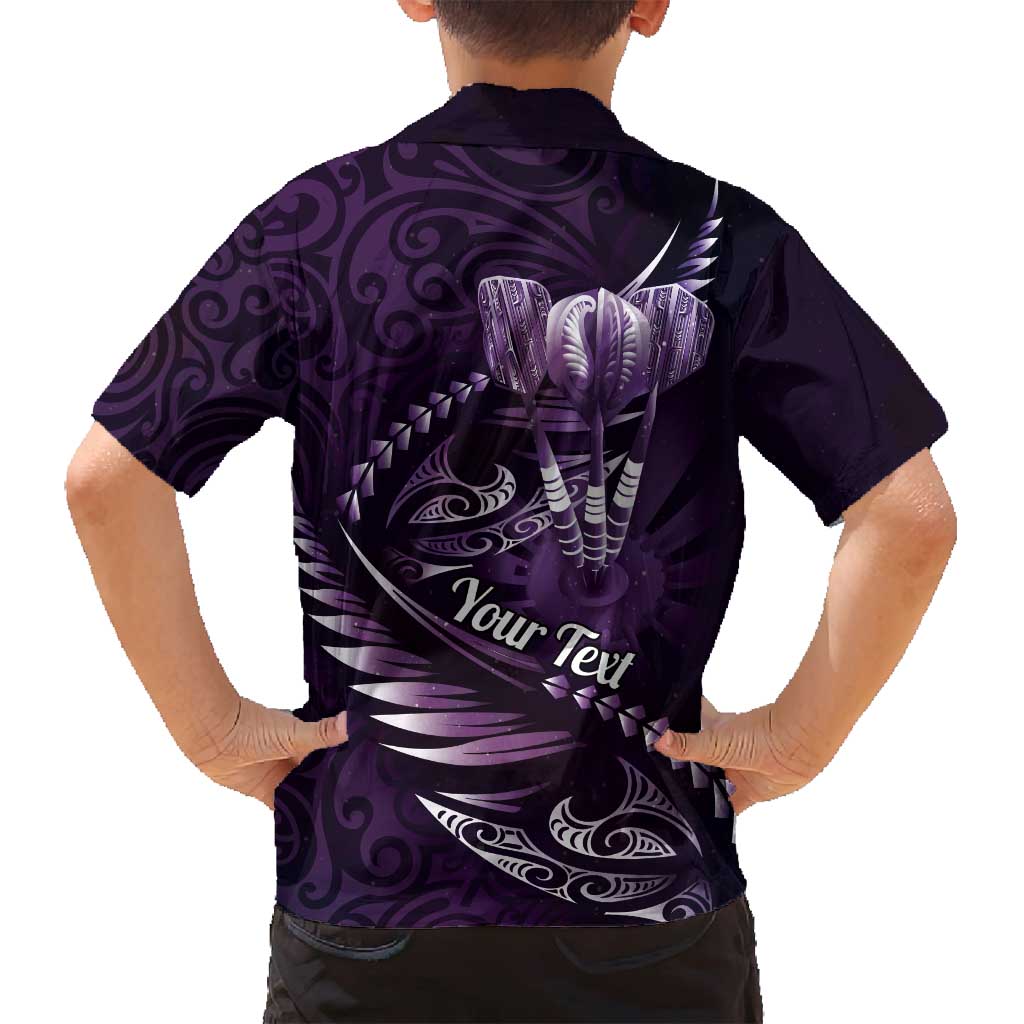 Personalised All Purple New Zealand Darts Family Matching Tank Maxi Dress and Hawaiian Shirt Aoteroa Fern Maori Galaxy Style LT14 - Polynesian Pride