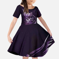 Personalised All Purple New Zealand Darts Family Matching Tank Maxi Dress and Hawaiian Shirt Aoteroa Fern Maori Galaxy Style LT14 Daughter's Dress Purple - Polynesian Pride