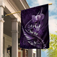 Personalised All Purple New Zealand Darts Garden Flag Aoteroa Fern Maori Galaxy Style LT14 House Flag Purple - Polynesian Pride
