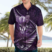 Personalised All Purple New Zealand Darts Hawaiian Shirt Aoteroa Fern Maori Galaxy Style LT14 - Polynesian Pride