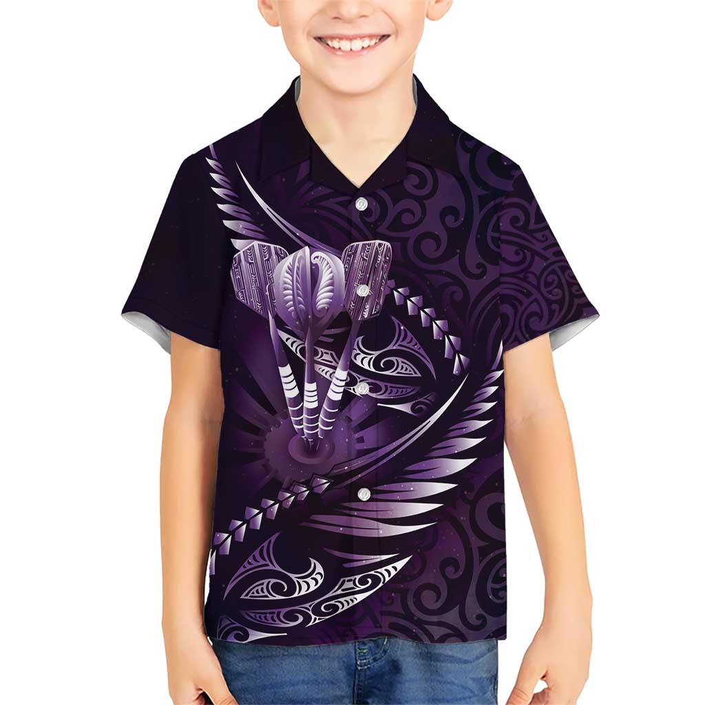 Personalised All Purple New Zealand Darts Hawaiian Shirt Aoteroa Fern Maori Galaxy Style LT14 - Polynesian Pride