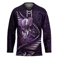 Personalised All Purple New Zealand Darts Hockey Jersey Aoteroa Fern Maori Galaxy Style LT14 Unisex Purple - Polynesian Pride