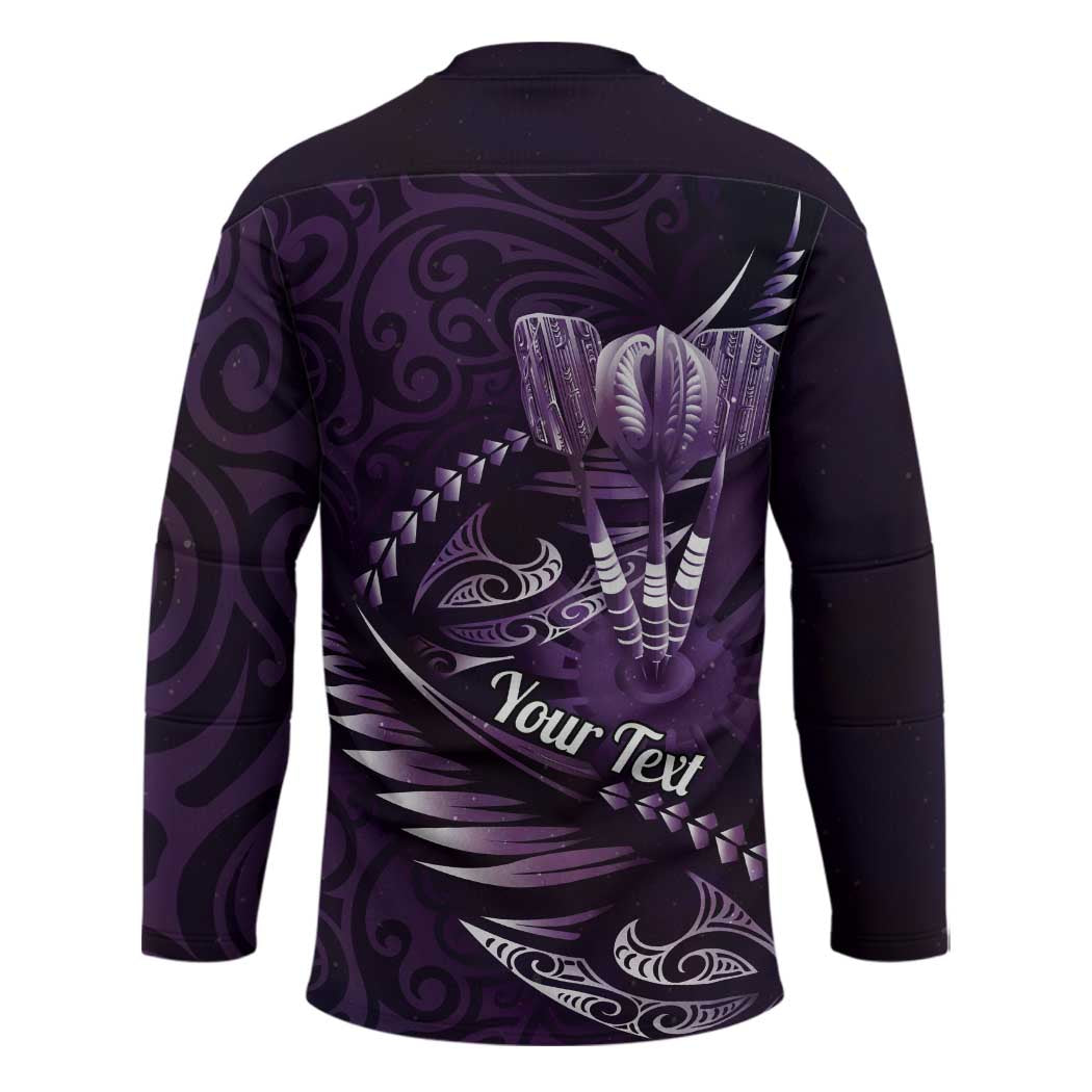 Personalised All Purple New Zealand Darts Hockey Jersey Aoteroa Fern Maori Galaxy Style LT14 - Polynesian Pride