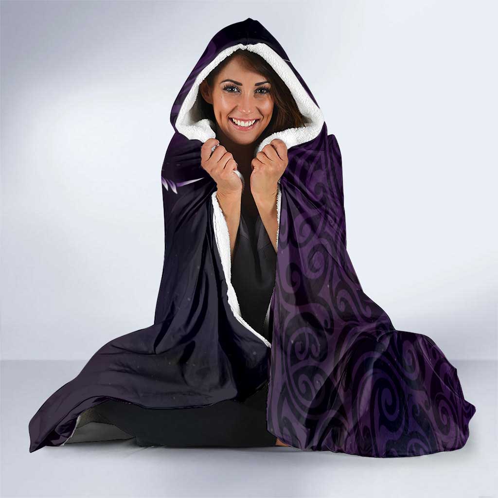 Personalised All Purple New Zealand Darts Hooded Blanket Aoteroa Fern Maori Galaxy Style LT14 - Polynesian Pride